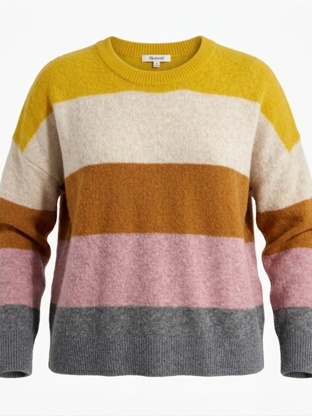 Madewell Wool Striped Colorblock Pullover Sweater Crewneck Fisherman Boho cozy